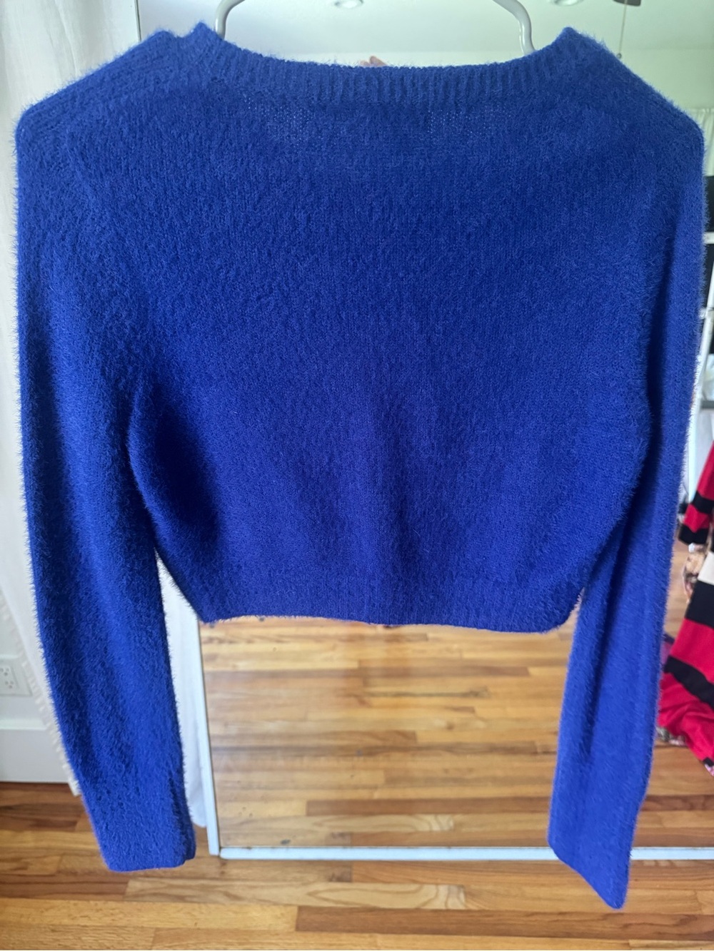 Kimchi Blue Royal Blue Fuzzy Button-Up Crop Cardigan - Picture 4 of 7